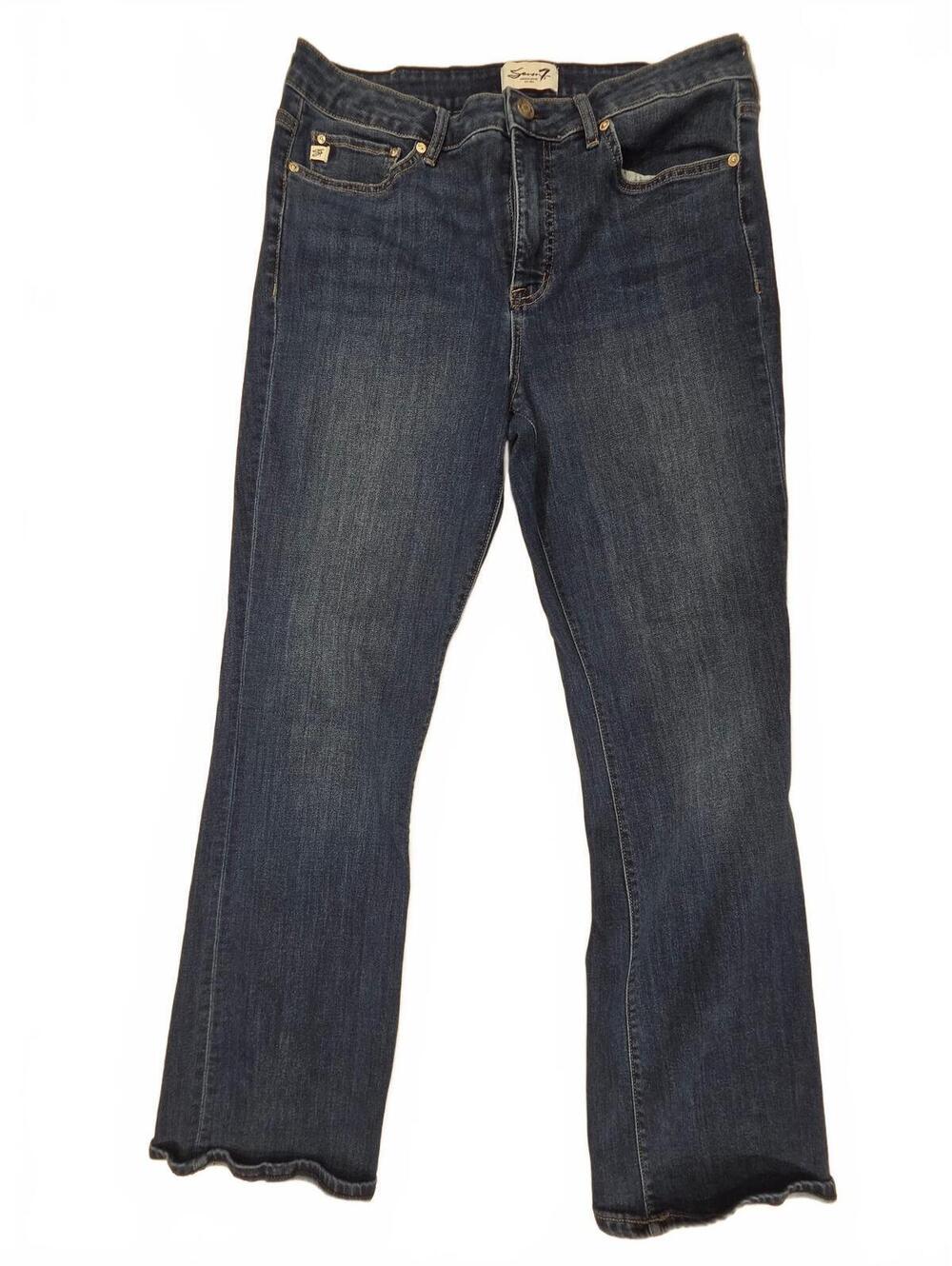 Seven7 High Rise Slim Bootcut Jeans Womens Size 12 Dark Wash Stretch Denim